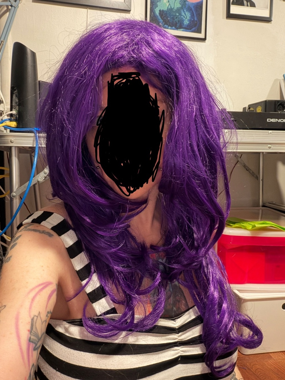 Vibrant Purple Women's Synthetic Wig - Full-Length Styled Look